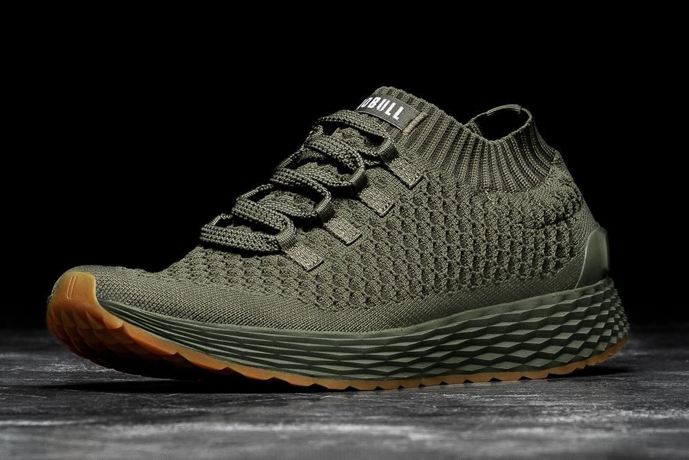 NOBULL Men's Knit Running Shoes - Army Green - Ireland (1803GALJH)